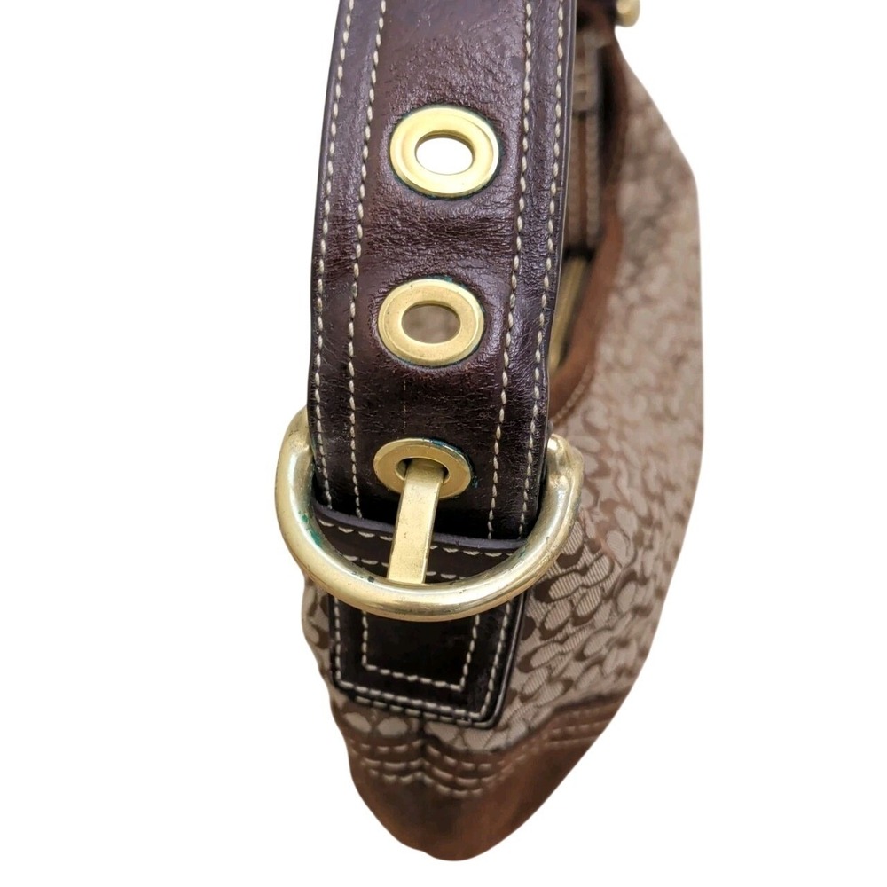 Vintage Coach Signature Soho Mini Hobo Shoulder Bag Jacquard And Suede 2154 Y2K - Picture 3 of 9